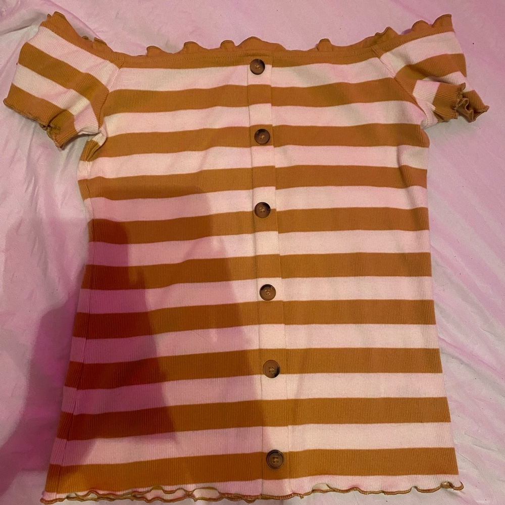 AEROPOSTALE striped button down off the shoulder top